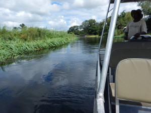 The owner at Sepopa Swamp Stop let us use his boat to cross the channel and take water quality measurements!