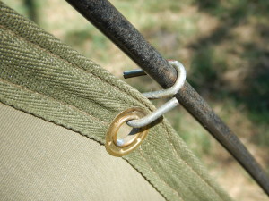 Safari tent hook, also known as "thumb splitters"