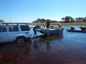 First attempts to stay dry and launch the boat.